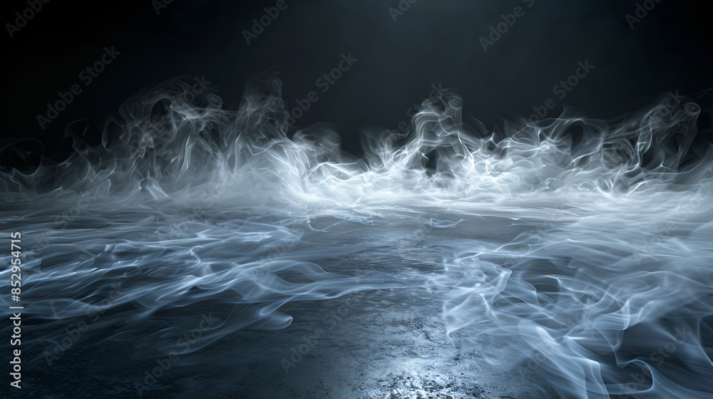 Mystical Mist with Swirling Smoke and Light Symphony on Black Background Mystical Mist with Swirling Smoke and Light Symphony on Black Background