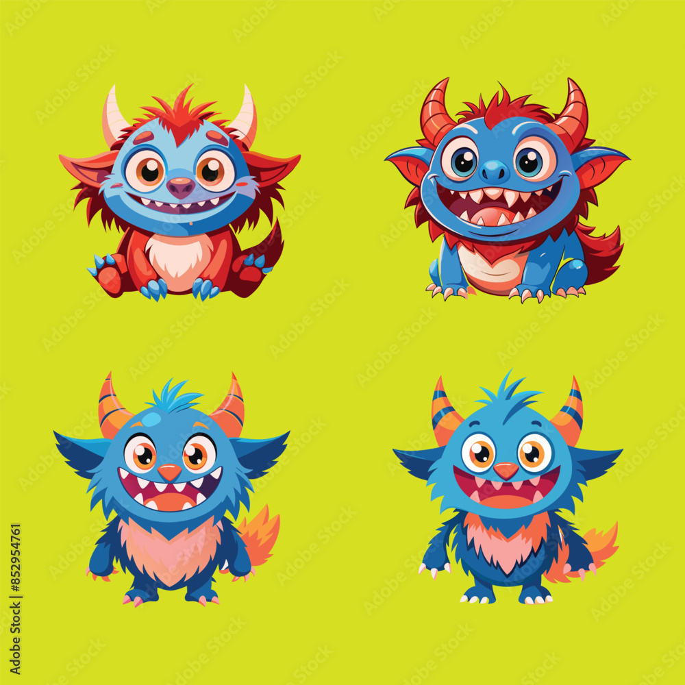 Cute Mosnter character with vibrant color