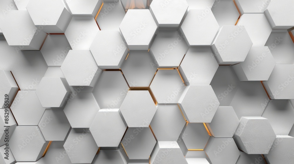 3D Futuristic honeycomb mosaic white background. Realistic geometric mesh cells texture. Abstract white vector wallpaper with hexagon grid.