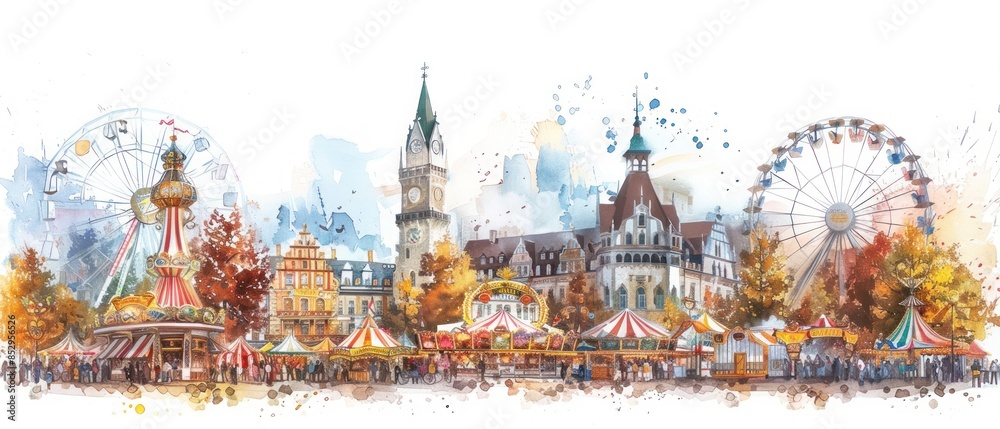 Obraz premium Panoramic Oktoberfest grounds