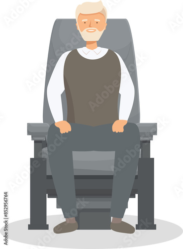Senior businessman sitting in comfortable chair waiting patiently