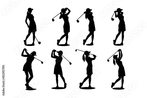 golf player vector art illustration in various poses,