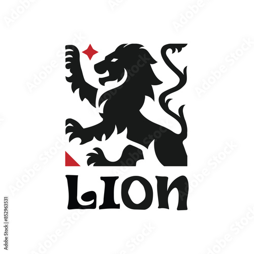 heraldic lion and star with square shape