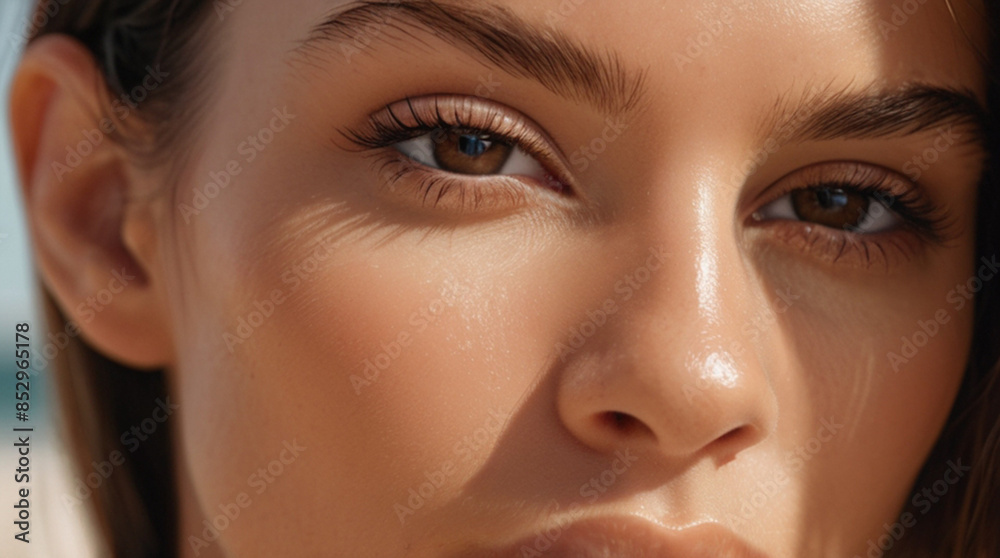 Close up of beautiful woman's brown eyes with eyelash and brow lift. Close up of beautiful woman's brown eyes with eyelash and brow lift.