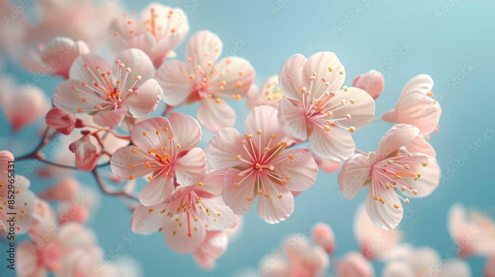 spring background; fresh flower on blue background