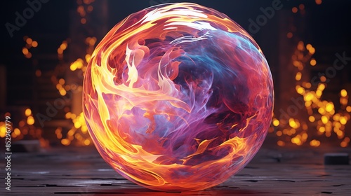 A Vivid, Fiery Sphere Radiating Intense Heat and Energy
