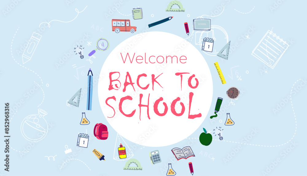 Naklejka premium Welcome back to school banner. Vector illustration.
