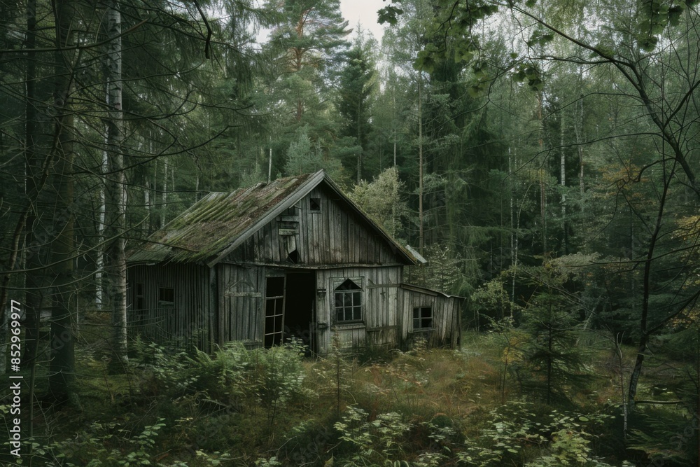 old wooden house in the mountains deep in the forest. old wooden house in the mountains deep in the forest.