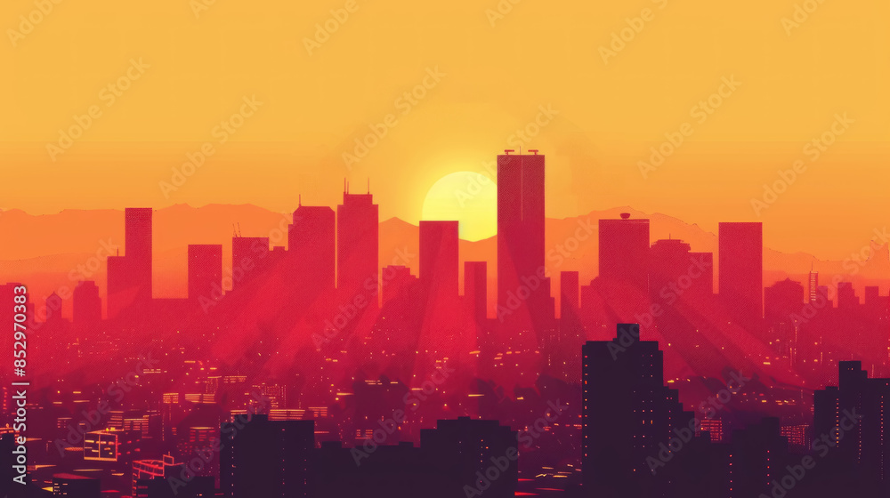 Fototapeta premium City skyline pop art retro vector illustration