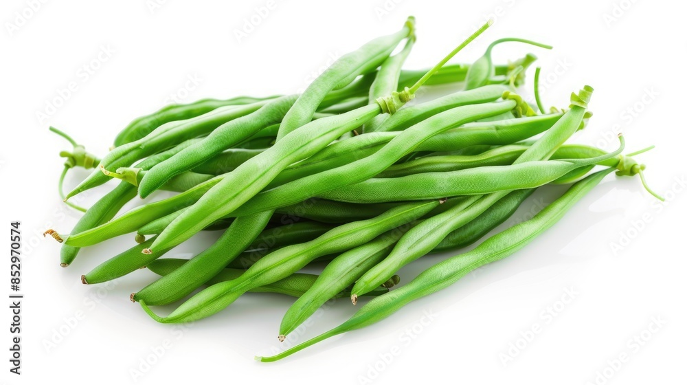 Fresh Green Beans a protein rich legume set against a white backdrop Fresh Green Beans a protein rich legume set against a white backdrop