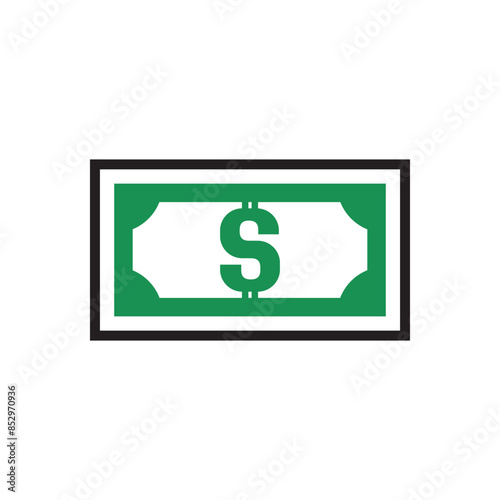 Banknote icon with dollar symbol, made in color style.