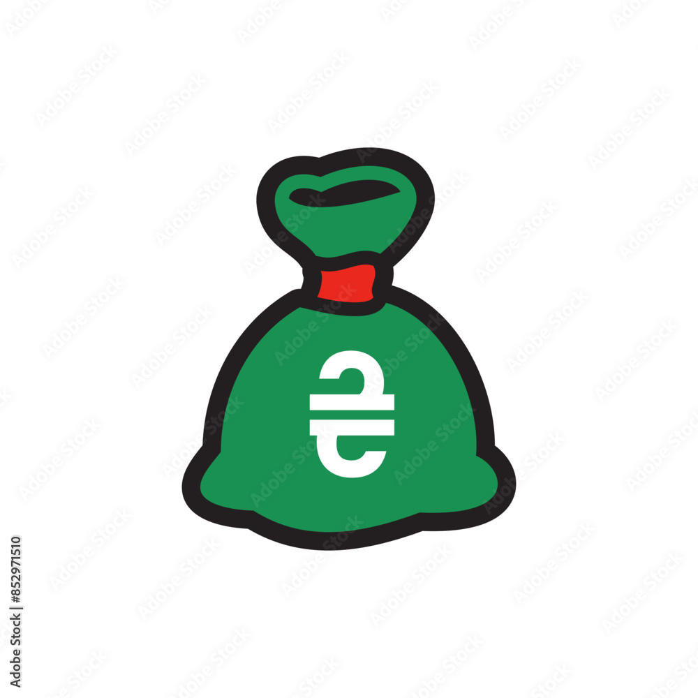 Money bag icon with hryvnia symbol, made in color style. Money bag icon with hryvnia symbol, made in color style.