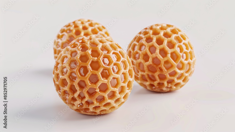 Crispy Biscuit Wafer Balls with Caramel Filling, Isolated Crispy Biscuit Wafer Balls with Caramel Filling, Isolated