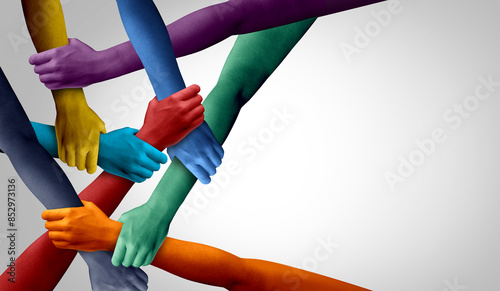 Photos Concept Of Belonging and inclusion idea as a symbol of diverse people uniting together and strength of the unity of multiculturalism and integration or inclusivity acceptance of a diverse community