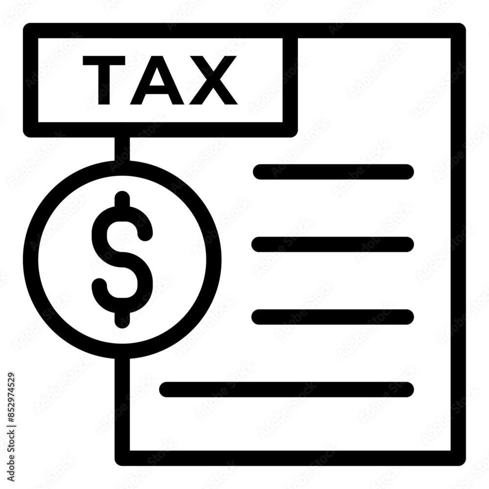Tax outline icon. vector thin line icon for mobile app, website, logo and presentation design. Tax outline icon. vector thin line icon for mobile app, website, logo and presentation design.