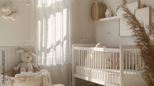 Soft Neutral Baby Nursery with Crib