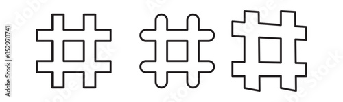 Hashtag line icon set. Trending topic vector icon for UI designs.