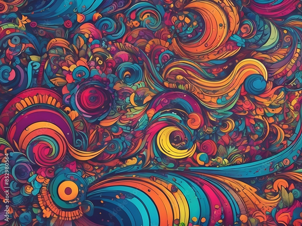 A colorful and intricate design with a lot of swirls and patterns. The colors are bright and vibrant, creating a sense of energy and movement. The design is likely meant to evoke feelings of joy A colorful and intricate design with a lot of swirls and patterns. The colors are bright and vibrant, creating a sense of energy and movement. The design is likely meant to evoke feelings of joy