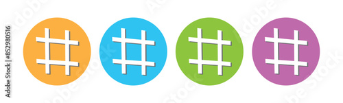 hashtag icon symbol, popular trend for social media tags - the hash icon symbol. trending explore icons, marketing promotion Advertising signs