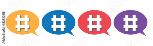 hashtag icon symbol, popular trend for social media tags - the hash icon symbol. trending explore icons, marketing promotion Advertising signs