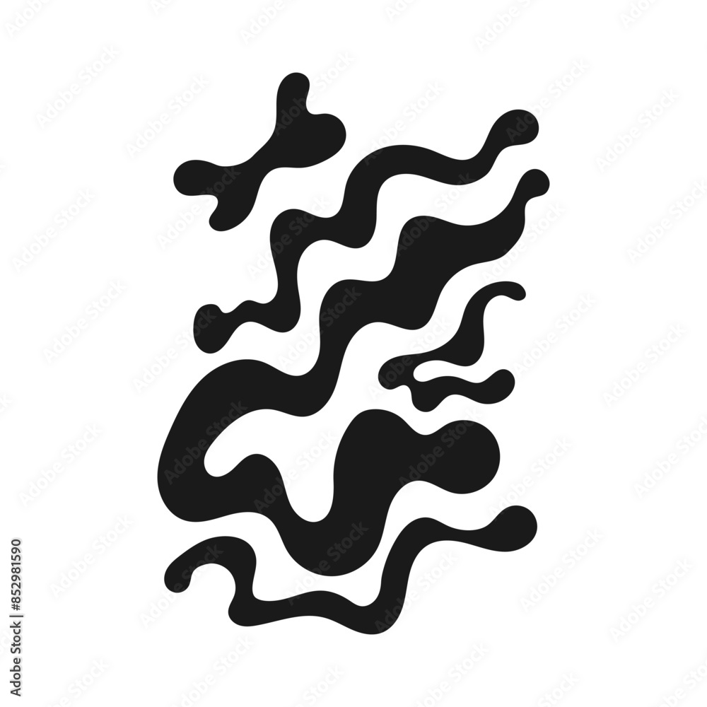 Black chaotic wavy lines and shapes on isolated background. Vector flat illustration. Dynamic abstract groovy composition Black chaotic wavy lines and shapes on isolated background. Vector flat illustration. Dynamic abstract groovy composition