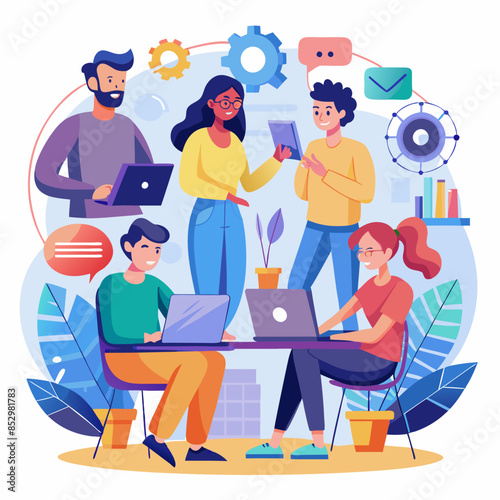 Team of developers working on a project