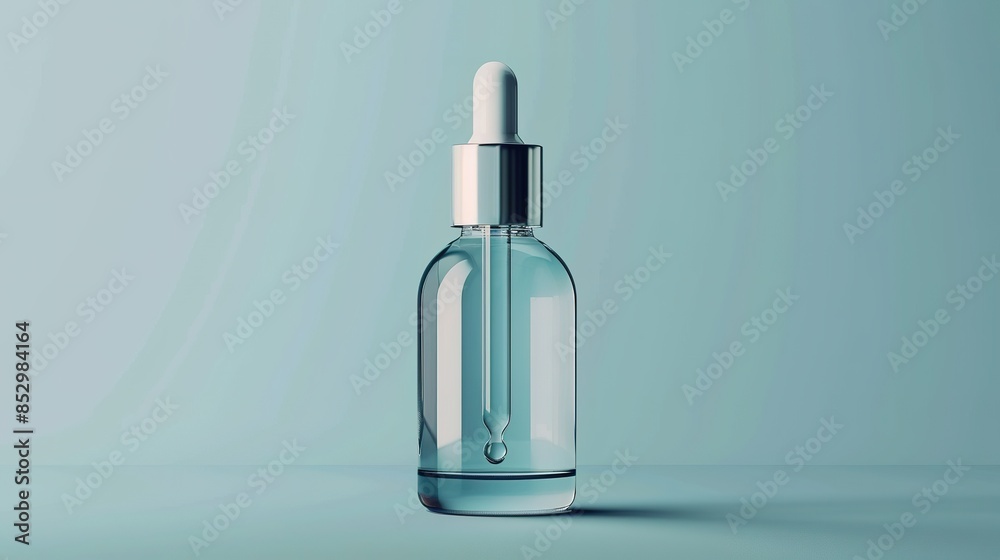 Realistic photo of serum bottle with dropper on white solid background Realistic photo of serum bottle with dropper on white solid background