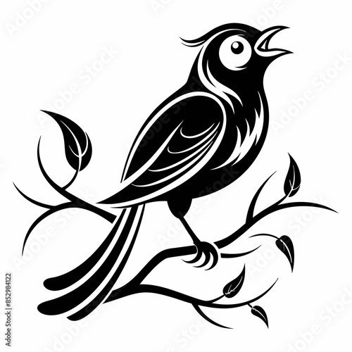 Vector illustration of a singing bird