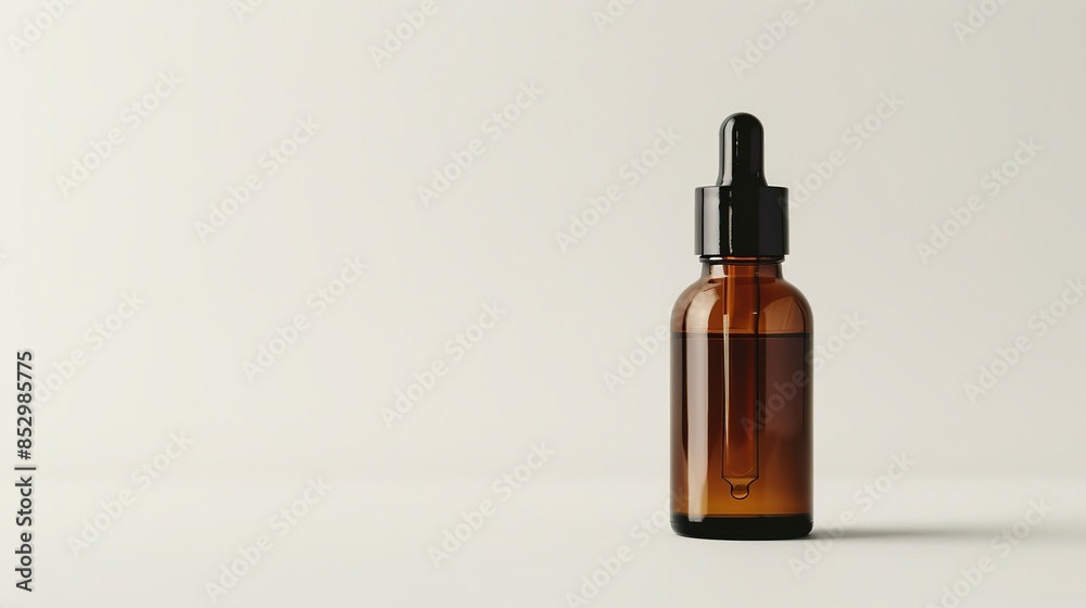Serum bottle with dropper set against a solid white background Serum bottle with dropper set against a solid white background