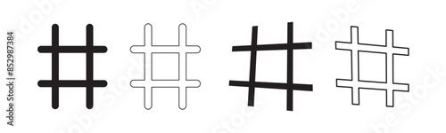 Hashtags icon vector, hashtag sign and symbol isolated on white background, black hashtag icon.vector illustration.