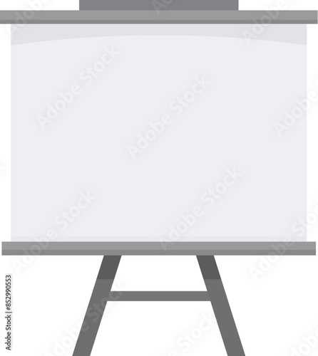 Blank whiteboard is standing on a tripod ready for a presentation