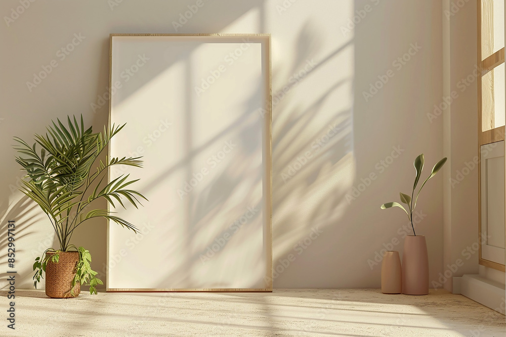Sleek empty poster mockup levitating against a clean background, ideal for Instagram content Sleek empty poster mockup levitating against a clean background, ideal for Instagram content
