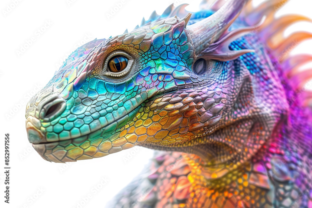 Fototapeta premium A colorful lizard with a rainbow pattern on its back