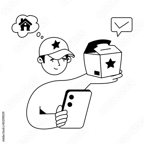 Food Delivery Hand Drawn Mini Illustrations