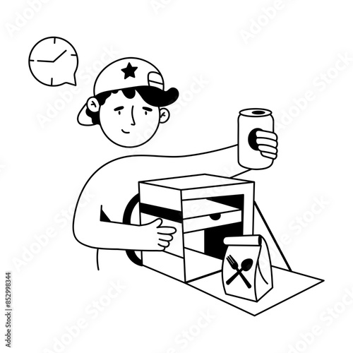 Food Delivery Hand Drawn Mini Illustrations