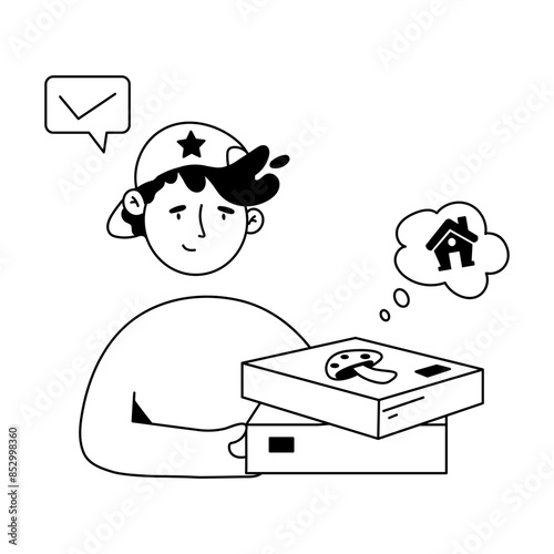 Food Delivery Hand Drawn Mini Illustrations