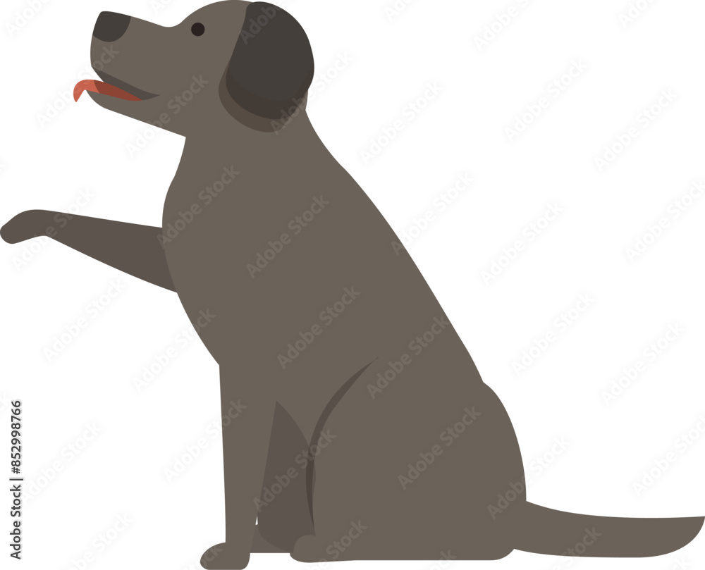 Happy dog sitting and giving paw, domestic animal pet Happy dog sitting and giving paw, domestic animal pet