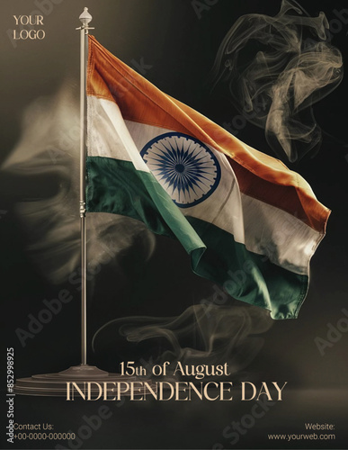 Indian Independence Day Design with Flag For Social Media Post or Banner