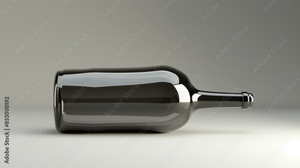 A Shiny Black Wine Bottle Laid Down A Shiny Black Wine Bottle Laid Down