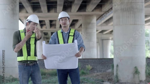 Two worker colleague job onsite.  workers at construction site. Two worker colleague job onsite. 