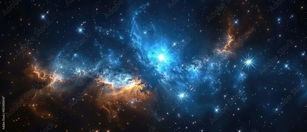 Obraz premium Breathtaking Hyper-Realistic Night Sky Photography: Stunning Pleiades Star Cluster with Bright Stars and Faint Nebulosity in Cosmic Beauty