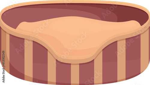 Empty striped pet bed providing comfortable sleeping place for cat or dog