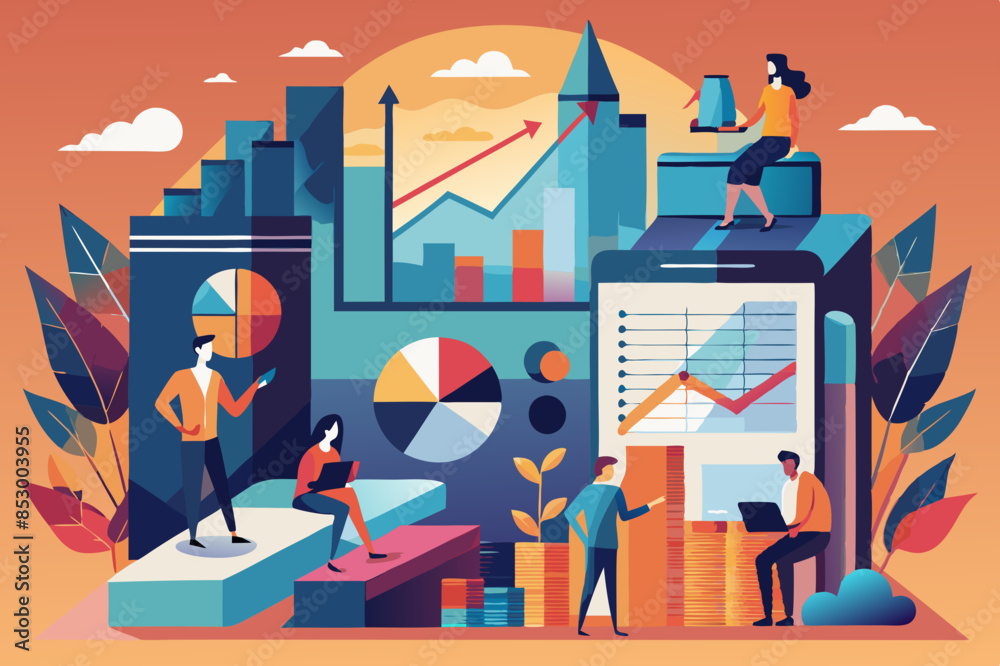 Financial report with charts and graphs