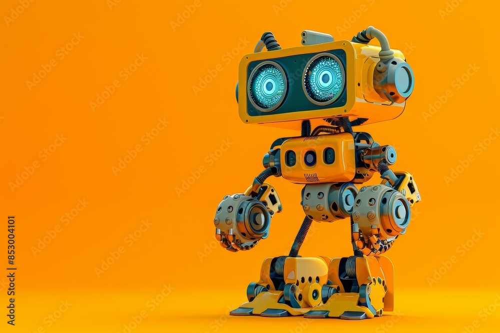 yellow robot with two eyes and a small head yellow robot with two eyes and a small head