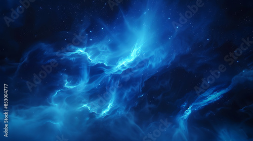 Ethereal Deep Blue Aurora: Flowing Cosmic Nebula