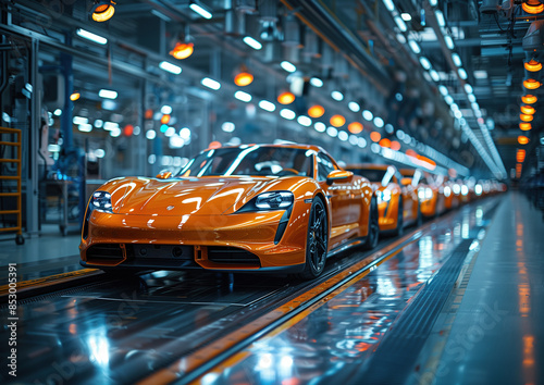 Wallpaper Mural Technological Car Factory with Modern Assembly Line Torontodigital.ca