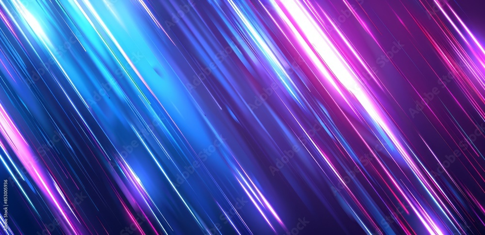 A background of blue and purple light rays, creating an atmosphere reminiscent of the universe with streaks moving fast in all directions