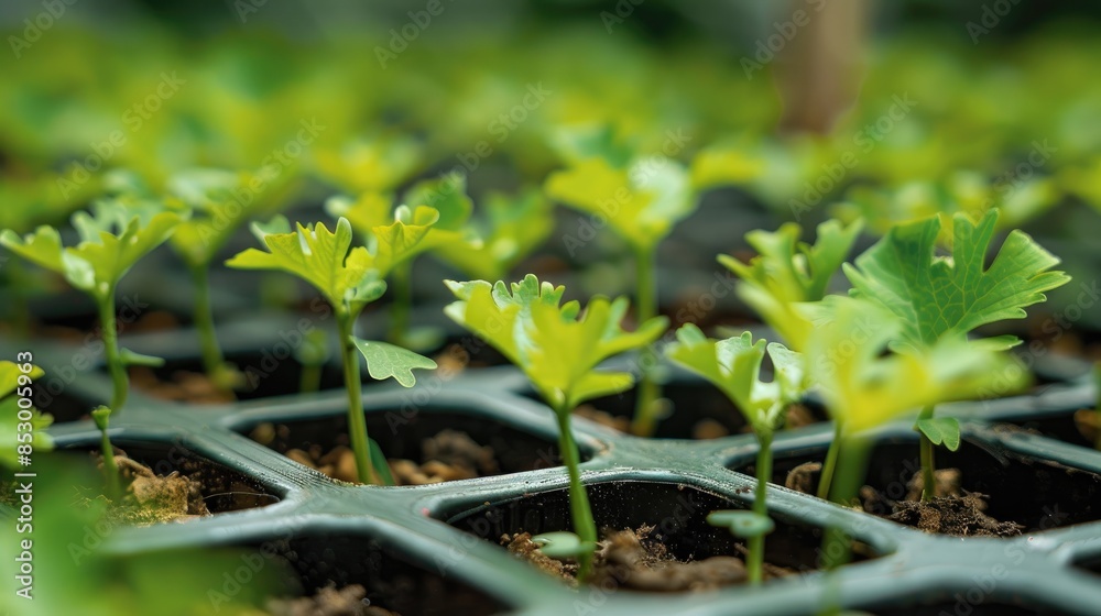 Obraz premium Growing Red Oak Seedlings Hydroponically