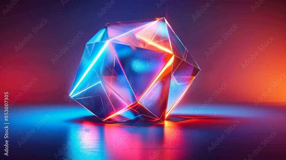 Glass Prism With Neon Lights Glass Prism With Neon Lights