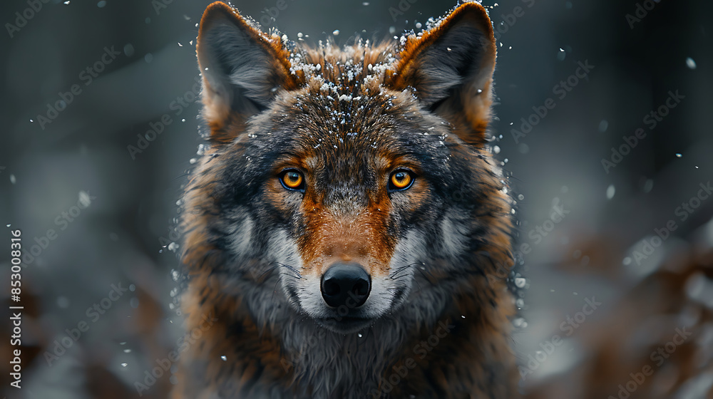 Winter Wolf: Intense Close-Up in Snowy Wilderness Winter Wolf: Intense Close-Up in Snowy Wilderness